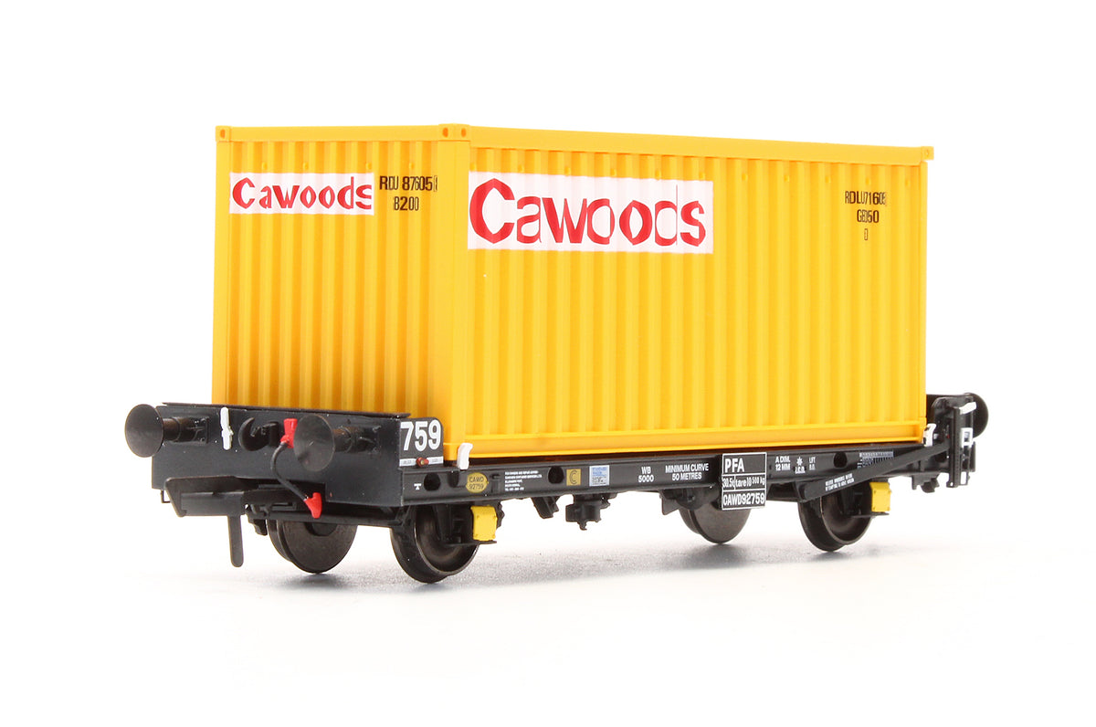 Pre-Owned ACC2062-CWD-C Set of 3 PFA Container Flat Wagons with Cawoods Coal Containers