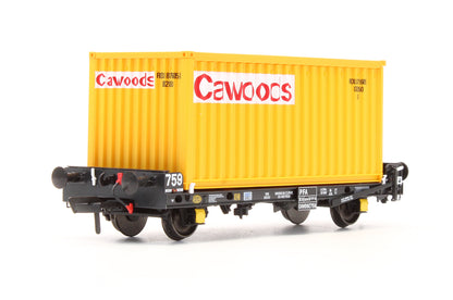 Pre-Owned ACC2062-CWD-C Set of 3 PFA Container Flat Wagons with Cawoods Coal Containers