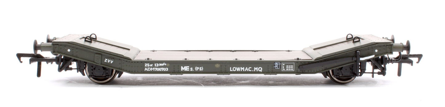 Pre-Owned 929009 LNER / LMS 25T Machine Wagons LOWMAC 'ZVV' ADM700703 - Engineers Olive with Load