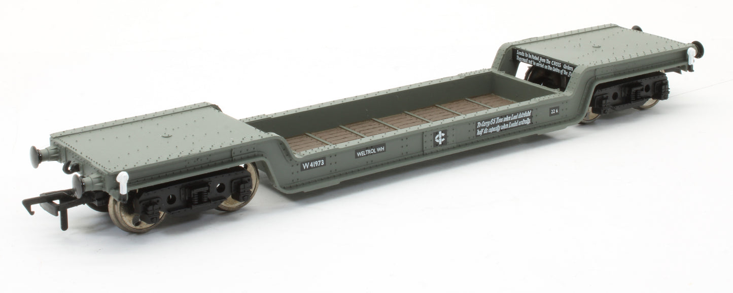 Pre-Owned 45 Ton Bogie Well Wagon BR Grey - With Load