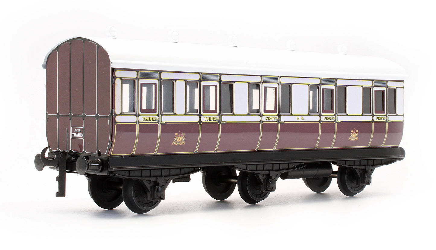 Pre-Owned Set 7 Set Of 3 Caledonian Railway Plum & White Passenger Coaches