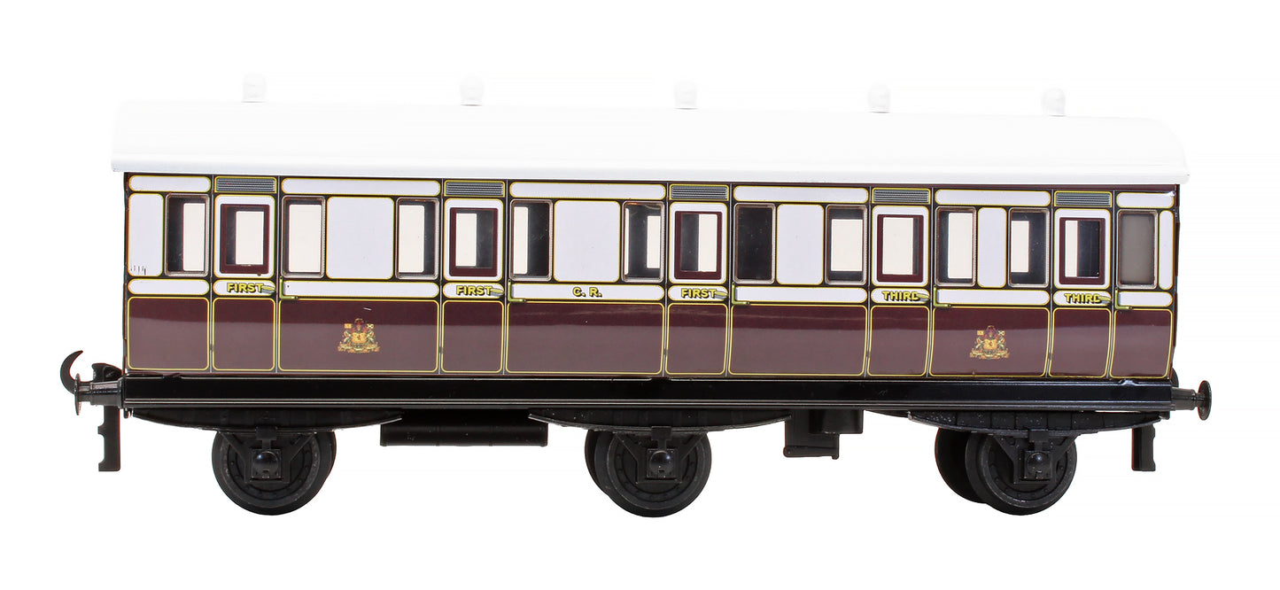 Pre-Owned Set 7 Set Of 3 Caledonian Railway Plum & White Passenger Coaches