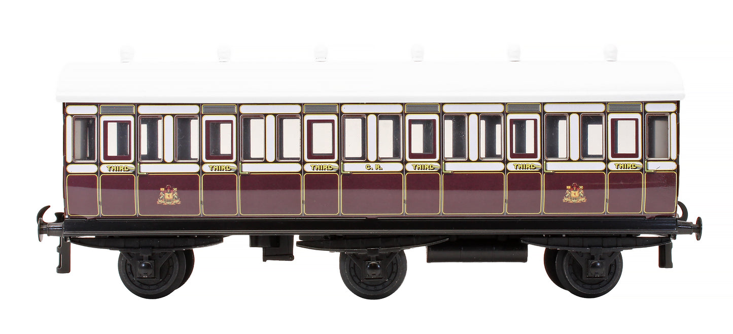 Pre-Owned Set 7 Set Of 3 Caledonian Railway Plum & White Passenger Coaches