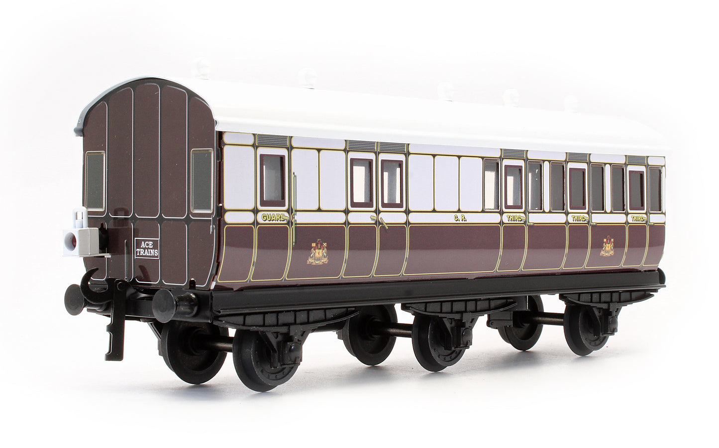 Pre-Owned Set 7 Set Of 3 Caledonian Railway Plum & White Passenger Coaches