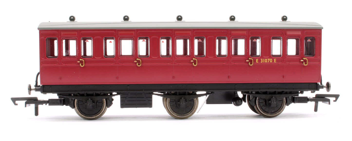 6 Wheel Coach 3rd Class BR Crimson No.E31070 with Fitted Lights