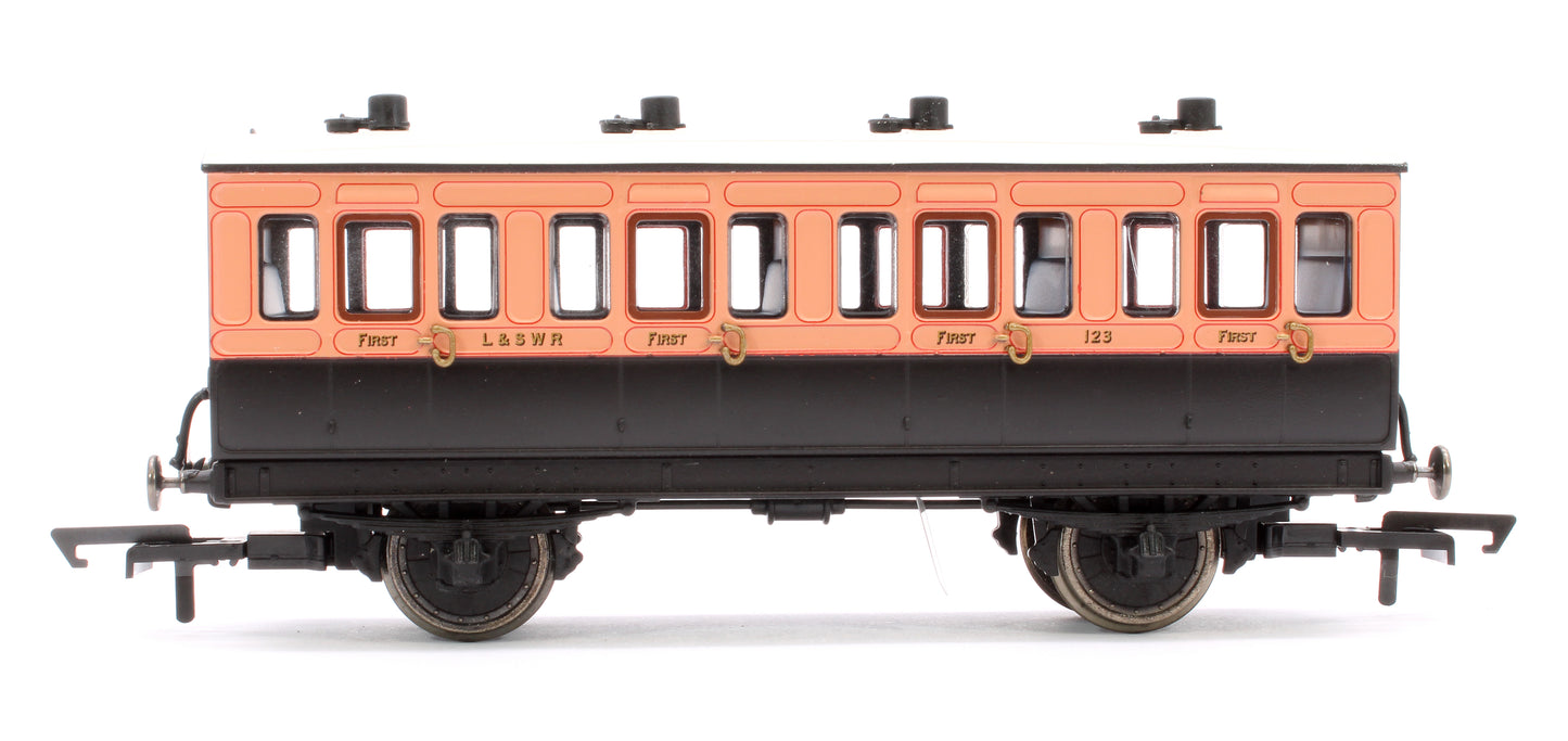 4 Wheel Coach 1st Class LSWR Brown No.123 with Fitted Lights