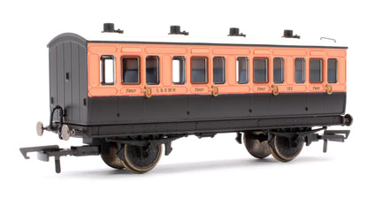 4 Wheel Coach 1st Class LSWR Brown No.123 with Fitted Lights