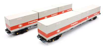 Pre-Owned 38-625A BR FGA Outer Flats 2-Pack BR Blue No.B601180 & B601202 & 5 x Type L/N Freightliner Containers