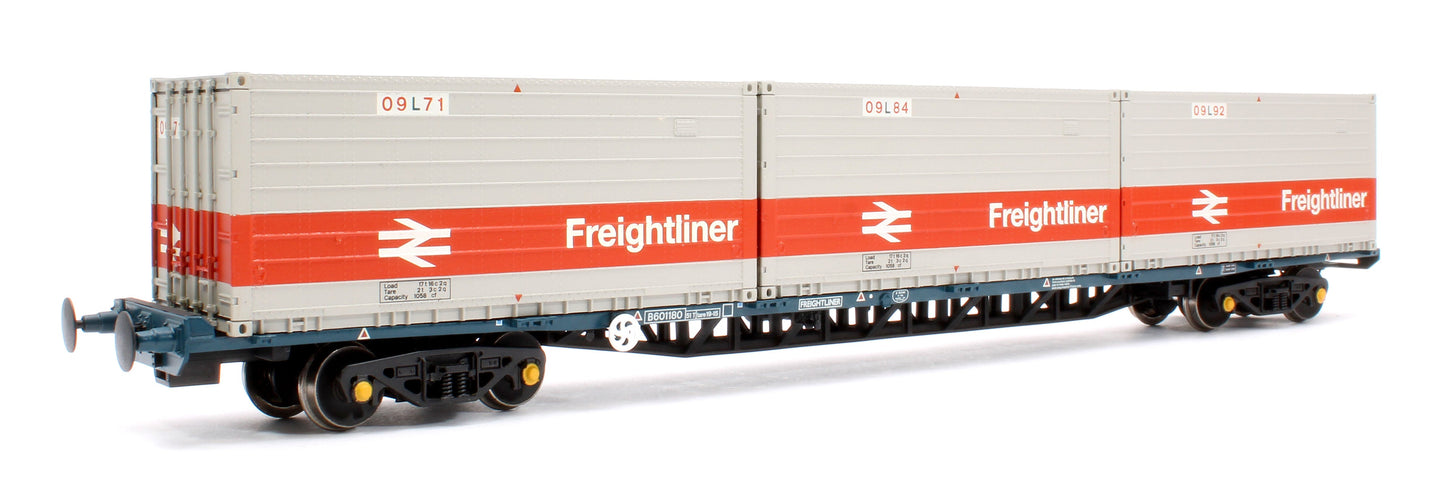 Pre-Owned 38-625A BR FGA Outer Flats 2-Pack BR Blue No.B601180 & B601202 & 5 x Type L/N Freightliner Containers