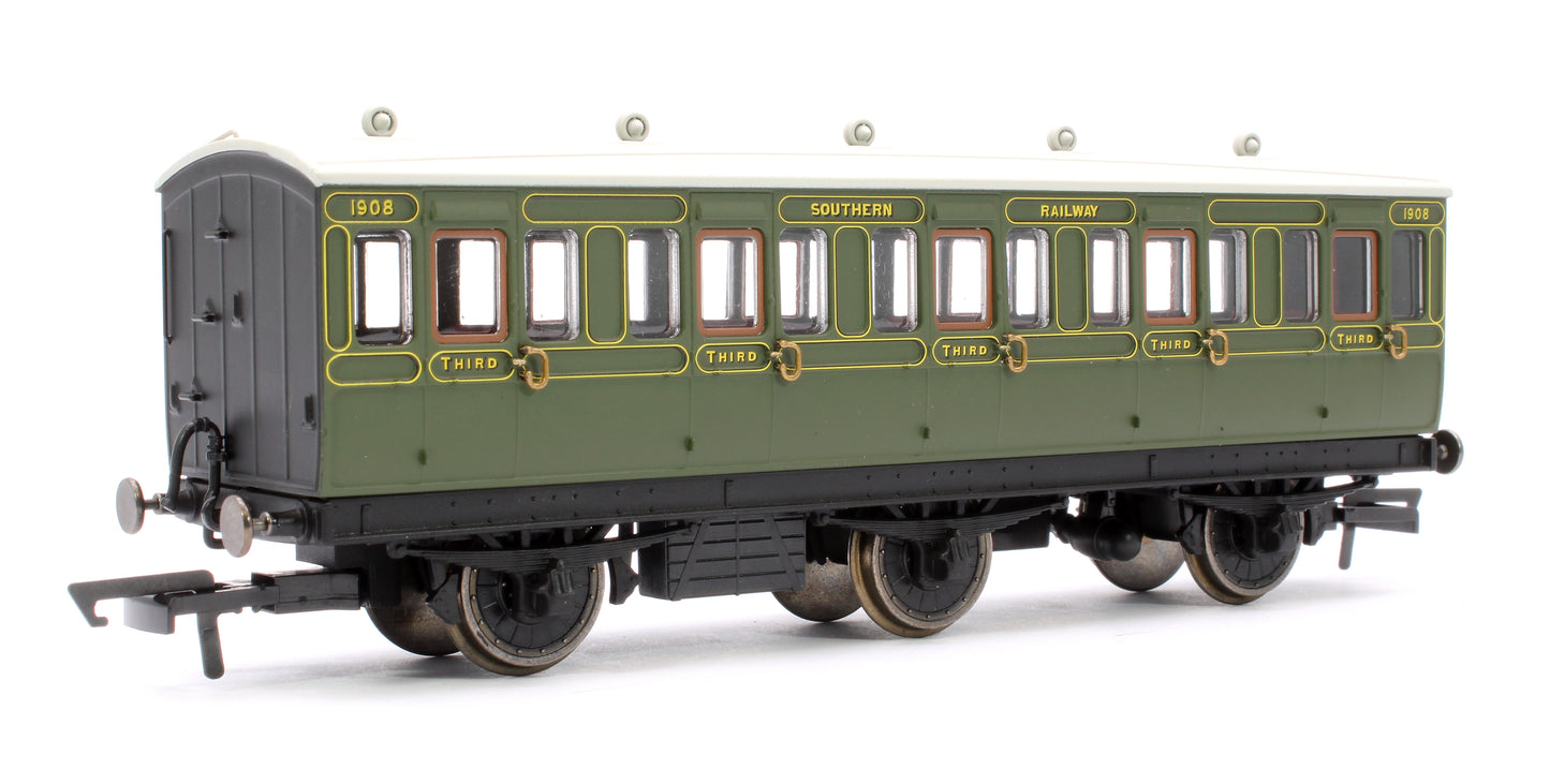 SR 6 Wheel Coach 3rd Class 1908 with Fitted Lights