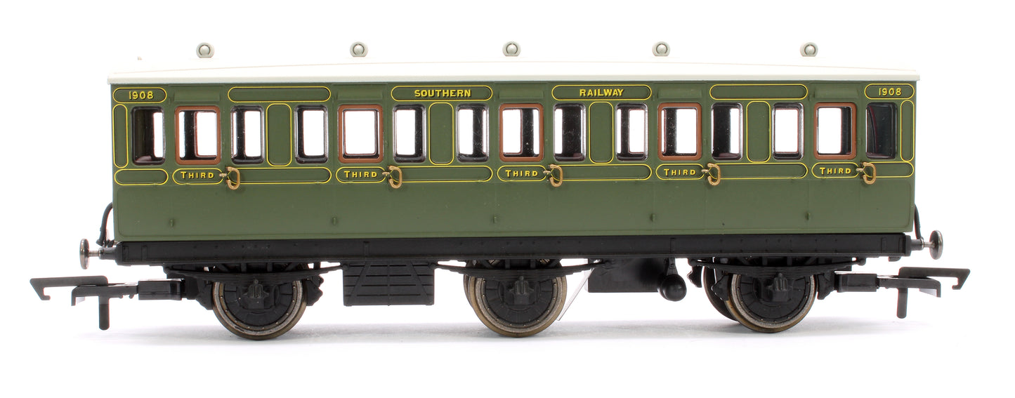 SR 6 Wheel Coach 3rd Class 1908 with Fitted Lights