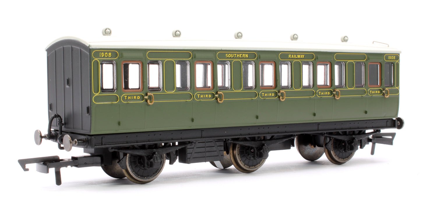 SR 6 Wheel Coach 3rd Class 1908 with Fitted Lights