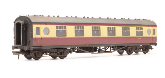 Pre-Owned LMS 57ft Porthole Coach Corridor 1st BR Crimson & Cream 'M 1122 M' - Custom Weathered