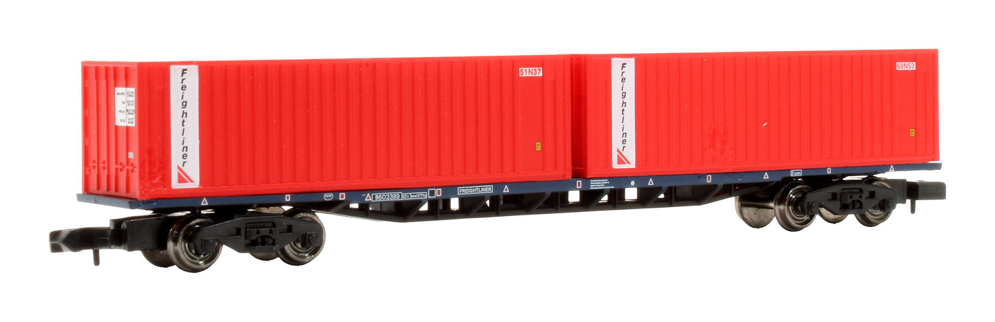 Pre-Owned 374-452 63Ft Bogie Wagon With Two 30Ft Containers 'Freightliner'