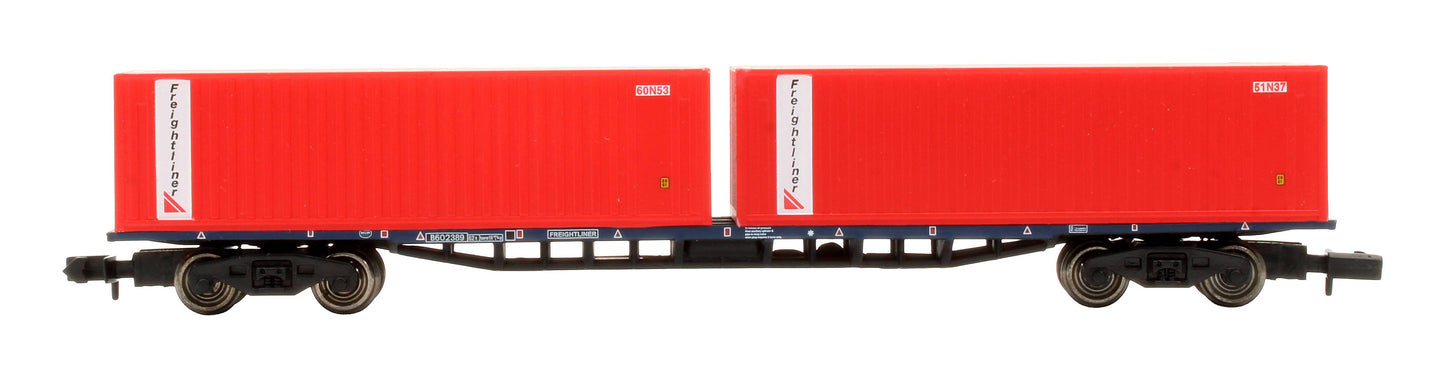 Pre-Owned 374-452 63Ft Bogie Wagon With Two 30Ft Containers 'Freightliner'