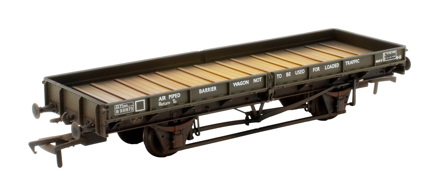 Pre-Owned 38-853Z 22 Ton Barrier Plate Wagon BR Olive Green (Exclusive Edition) - Custom Weathered
