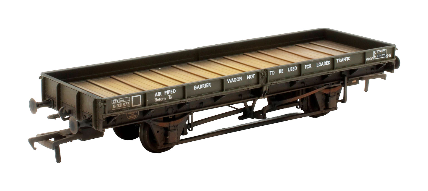 Pre-Owned 38-853Z 22 Ton Barrier Plate Wagon BR Olive Green (Exclusive Edition) - Custom Weathered
