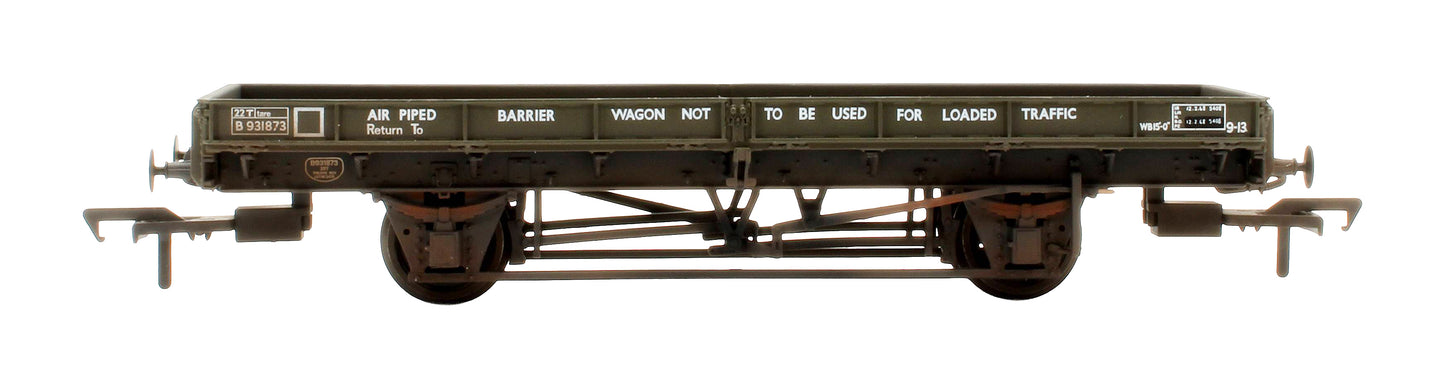 Pre-Owned 38-853Z 22 Ton Barrier Plate Wagon BR Olive Green (Exclusive Edition) - Custom Weathered