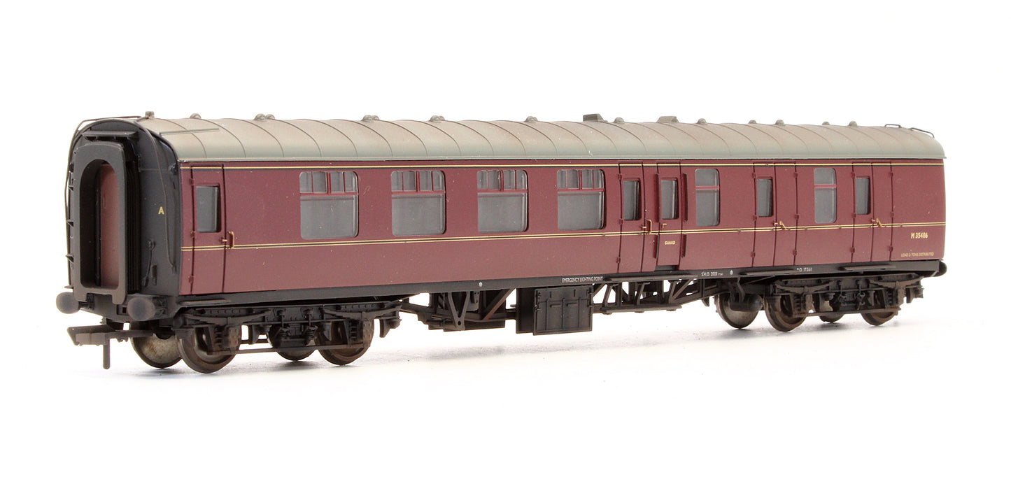 Pre-Owned 39-076C BR Maroon MK1 Brake Corridor BSK Coach 'M35486' - Custom Weathered