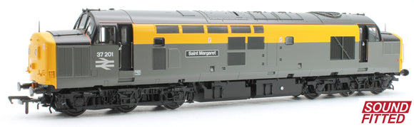 Class 37/0 Centre Headcode 37201 'St. Margaret' BR Eng. Grey & Yellow Diesel Locomotive (DCC Sound)