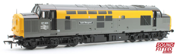 Class 37/0 Centre Headcode 37201 'St. Margaret' BR Eng. Grey & Yellow Diesel Locomotive (Deluxe DCC Sound)