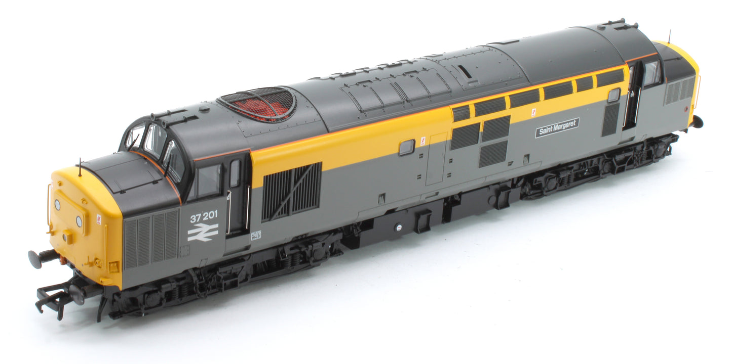 Class 37/0 Centre Headcode 37201 'St. Margaret' BR Eng. Grey & Yellow Diesel Locomotive