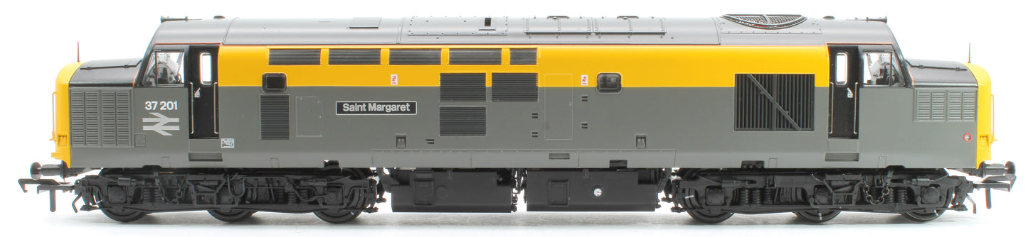 Class 37/0 Centre Headcode 37201 'St. Margaret' BR Eng. Grey & Yellow Diesel Locomotive (DCC Sound)