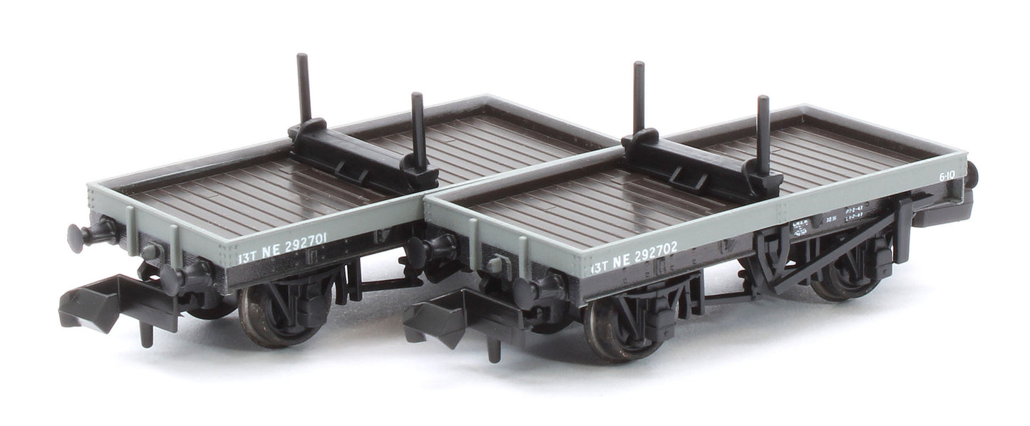 NR1151E 4 Wheel LNER Bolster Wagon Twin Pack