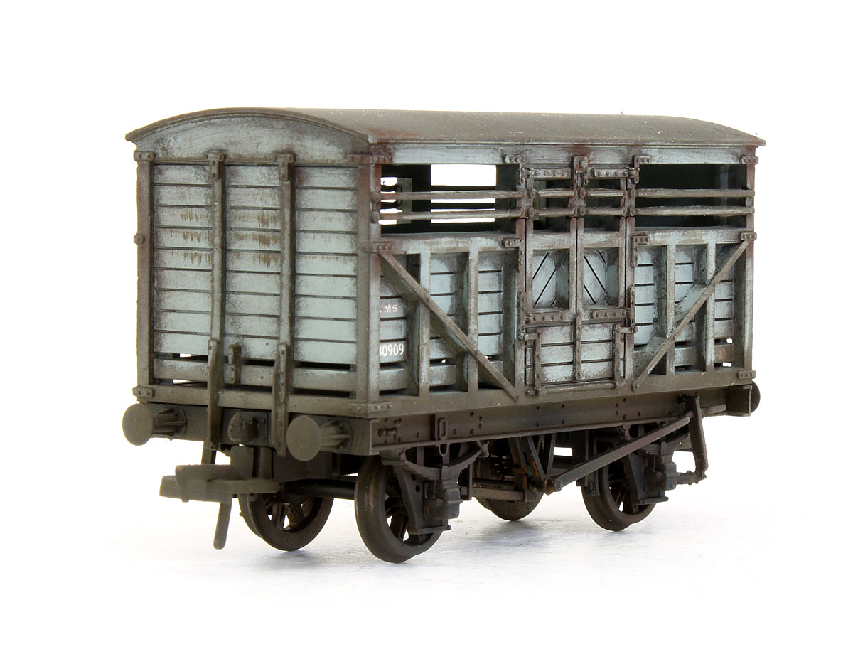 Pre-Owned 10 Ton Cattle Wagon LMS Grey - Custom Weathered