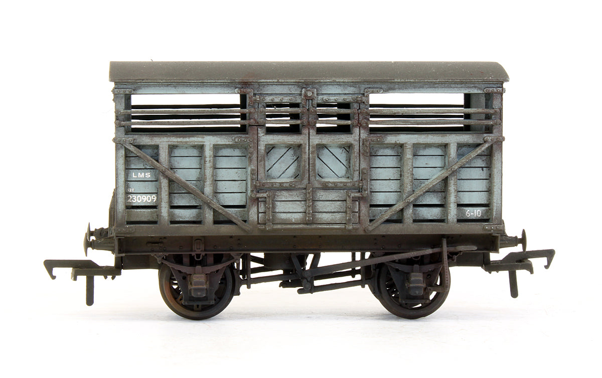 Pre-Owned 10 Ton Cattle Wagon LMS Grey - Custom Weathered