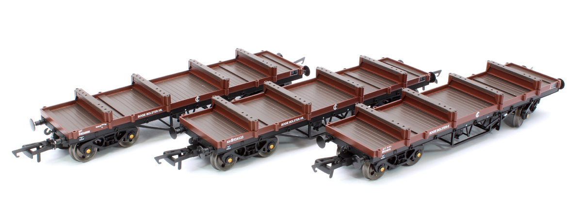 Set of 3 Bogie Bolster E Wagons (Steam Bauxite Livery)