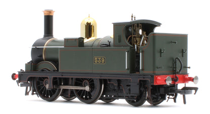 4S-517-006S GWR 517 Class 0-4-2 539 Lined G.W. Green Black Frames Steam Locomotive - DCC Sound