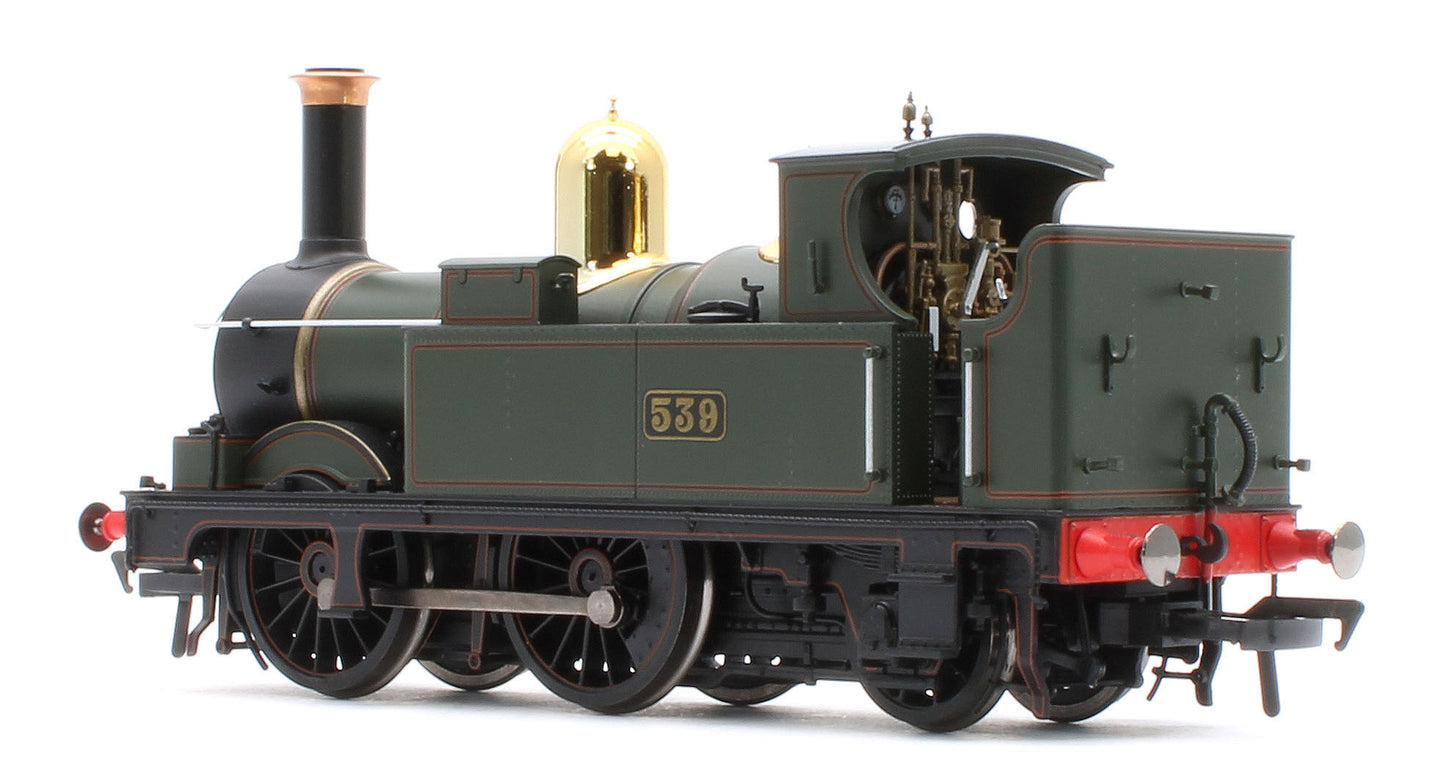 4S-517-006 GWR 517 Class 0-4-2 539 Lined G.W. Green Black Frames Steam Locomotive
