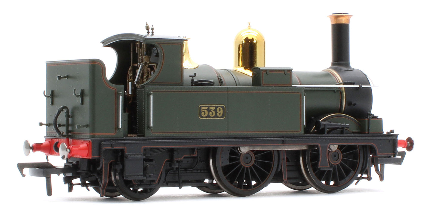 4S-517-006D GWR 517 Class 0-4-2 539 Lined G.W. Green Black Frames Steam Locomotive - DCC Fitted