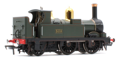 4S-517-006D GWR 517 Class 0-4-2 539 Lined G.W. Green Black Frames Steam Locomotive - DCC Fitted