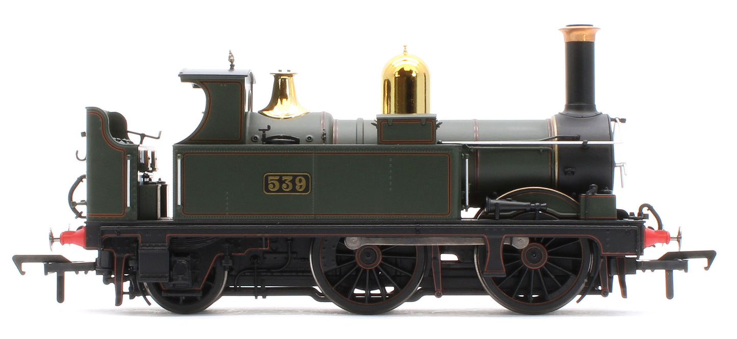 4S-517-006D GWR 517 Class 0-4-2 539 Lined G.W. Green Black Frames Steam Locomotive - DCC Fitted