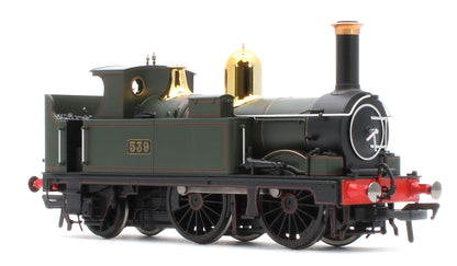 4S-517-006S GWR 517 Class 0-4-2 539 Lined G.W. Green Black Frames Steam Locomotive - DCC Sound
