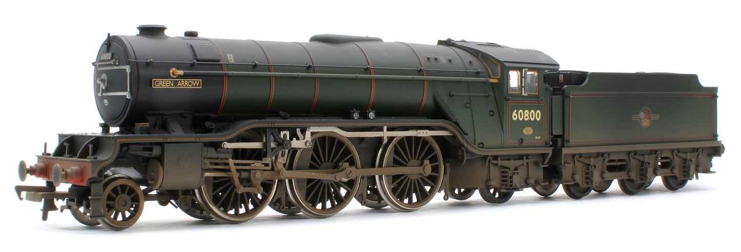 35-205NRMSFW Bespoke Weathered 'Green Arrow' BR Lined Green (Late Crest) Class V2 2-6-2 No.60800 Steam Locomotive - DCC Sound