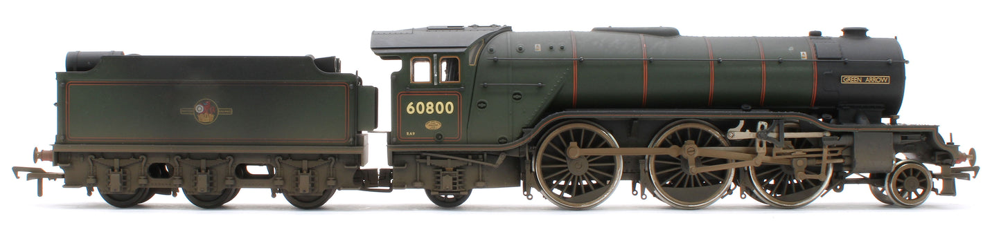 35-205NRMSFW Bespoke Weathered 'Green Arrow' BR Lined Green (Late Crest) Class V2 2-6-2 No.60800 Steam Locomotive - DCC Sound