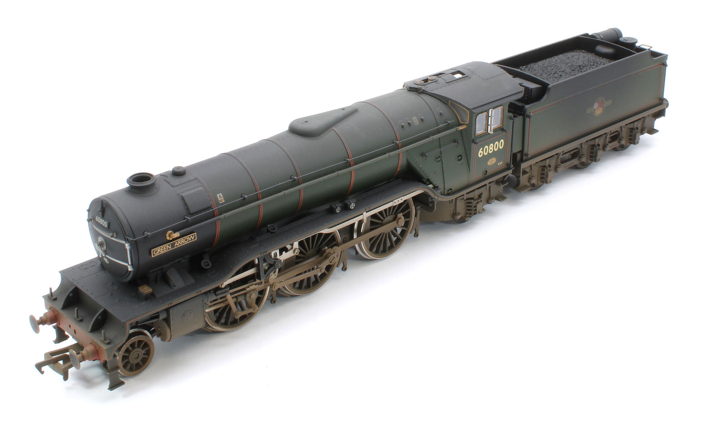 35-205NRMSFW Bespoke Weathered 'Green Arrow' BR Lined Green (Late Crest) Class V2 2-6-2 No.60800 Steam Locomotive - DCC Sound