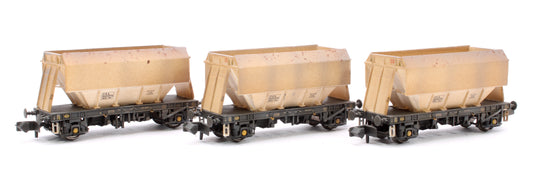 Set of 3 PGA 51T Hopper Wagons (Plain White) - Weathered