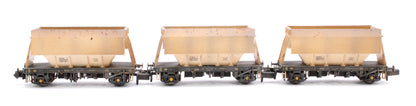 Set of 3 PGA 51T Hopper Wagons (Plain White) - Weathered