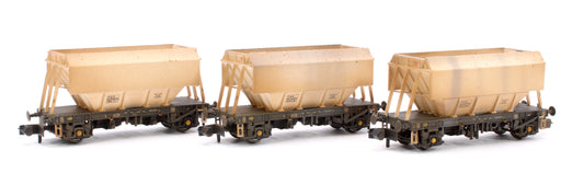 Set of 3 PGA 51T Hopper Wagons (Plain White) - Weathered