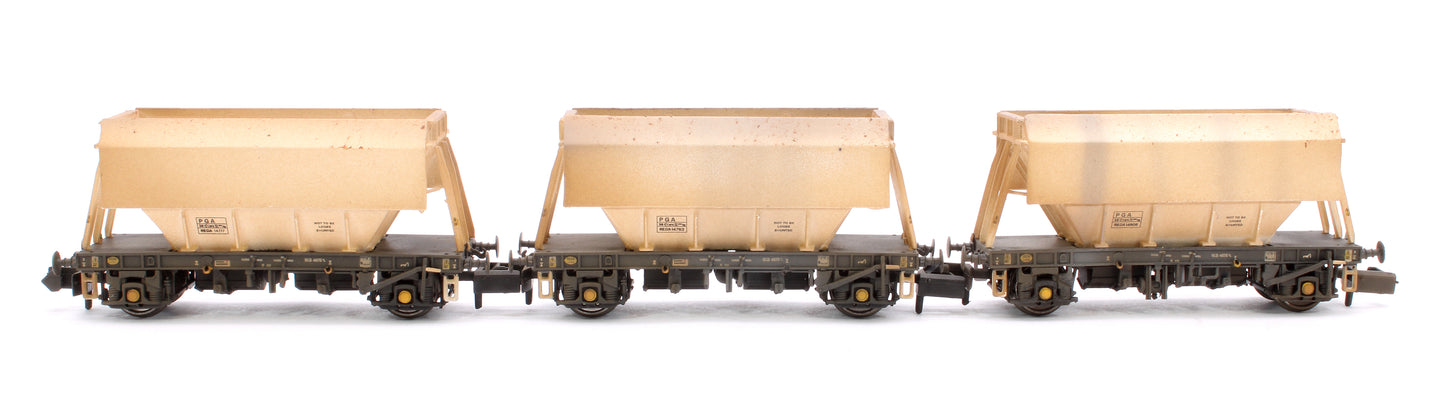 Set of 3 PGA 51T Hopper Wagons (Plain White) - Weathered