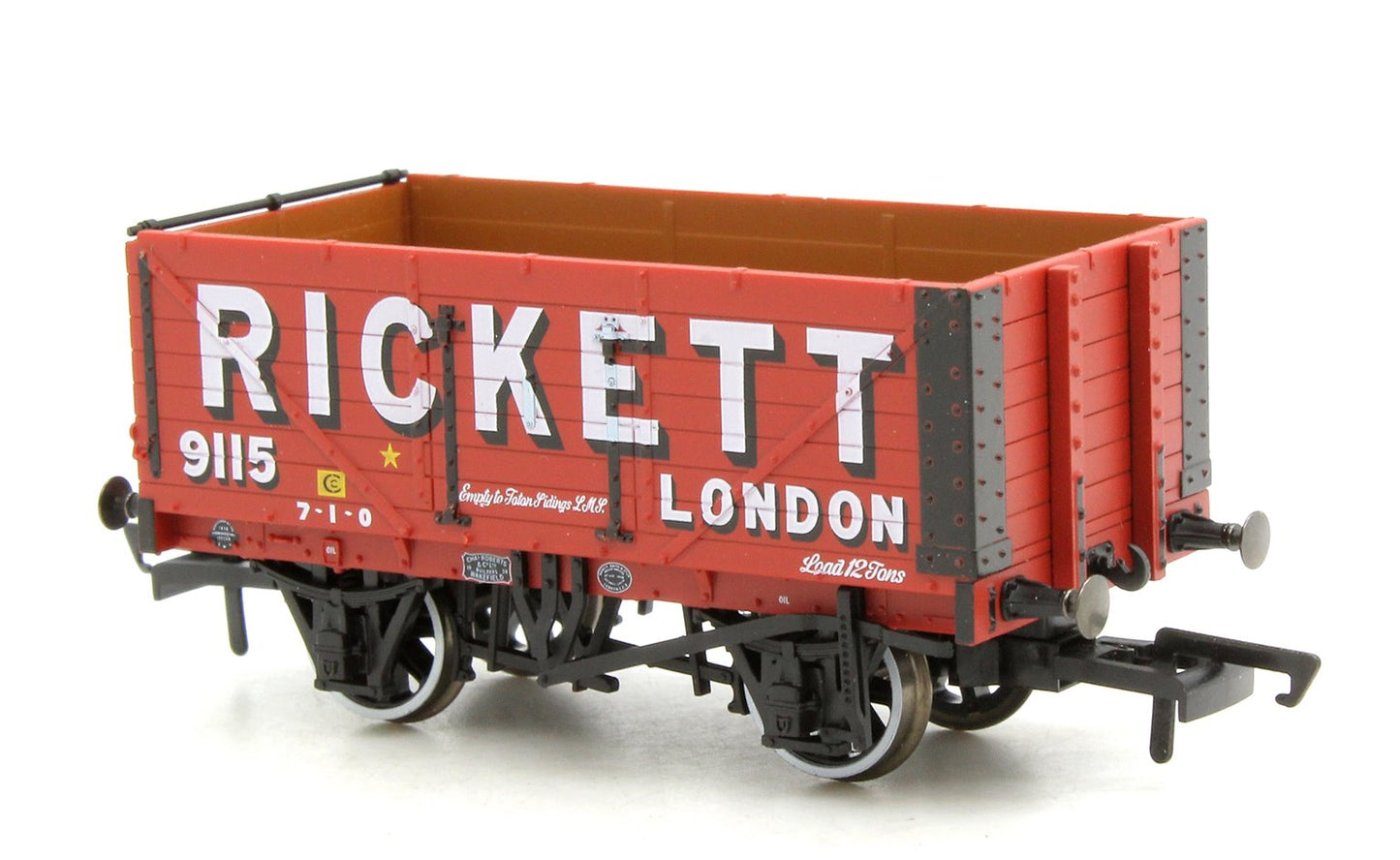 Pre-Owned OR76MW7022 7 Plank Mineral Wagon Rickett 3 Disc Wheels