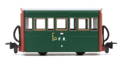 GLT OO-9 Ffestiniog Railway 4-wheel Bug Box coach Col. Stephens livery, no. 3