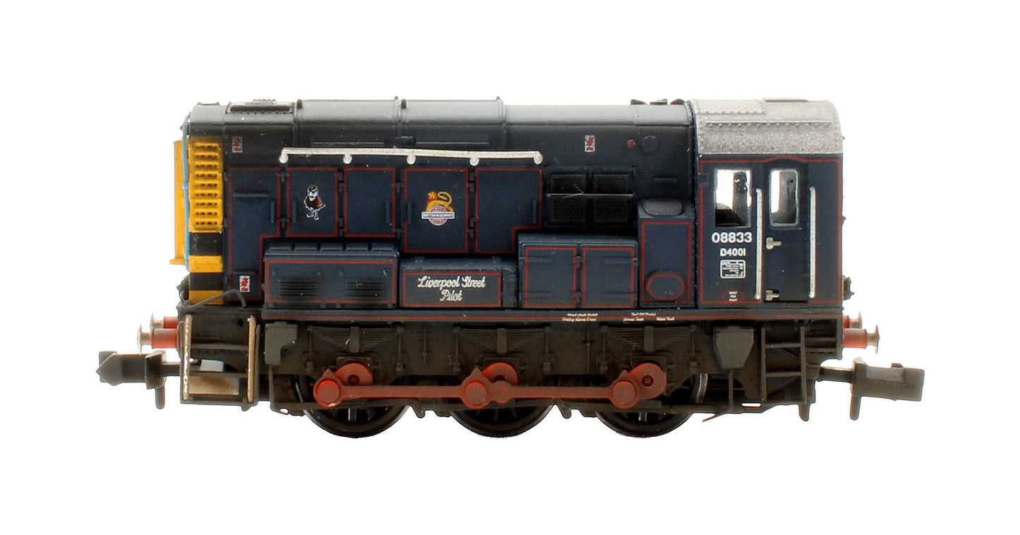 Pre-Owned 371-015ESF Class 08 08833 'Liverpool Street Pilot' BR/GER Lined Blue (Early Emblem) Diesel Shunter - DCC Sound - Custom Weathered