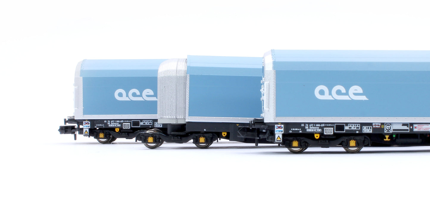 N/2mm 5-car Arbel WIA car carrier with RfD squadron and ACE branding. Wagon number 85 70 4971 000-0