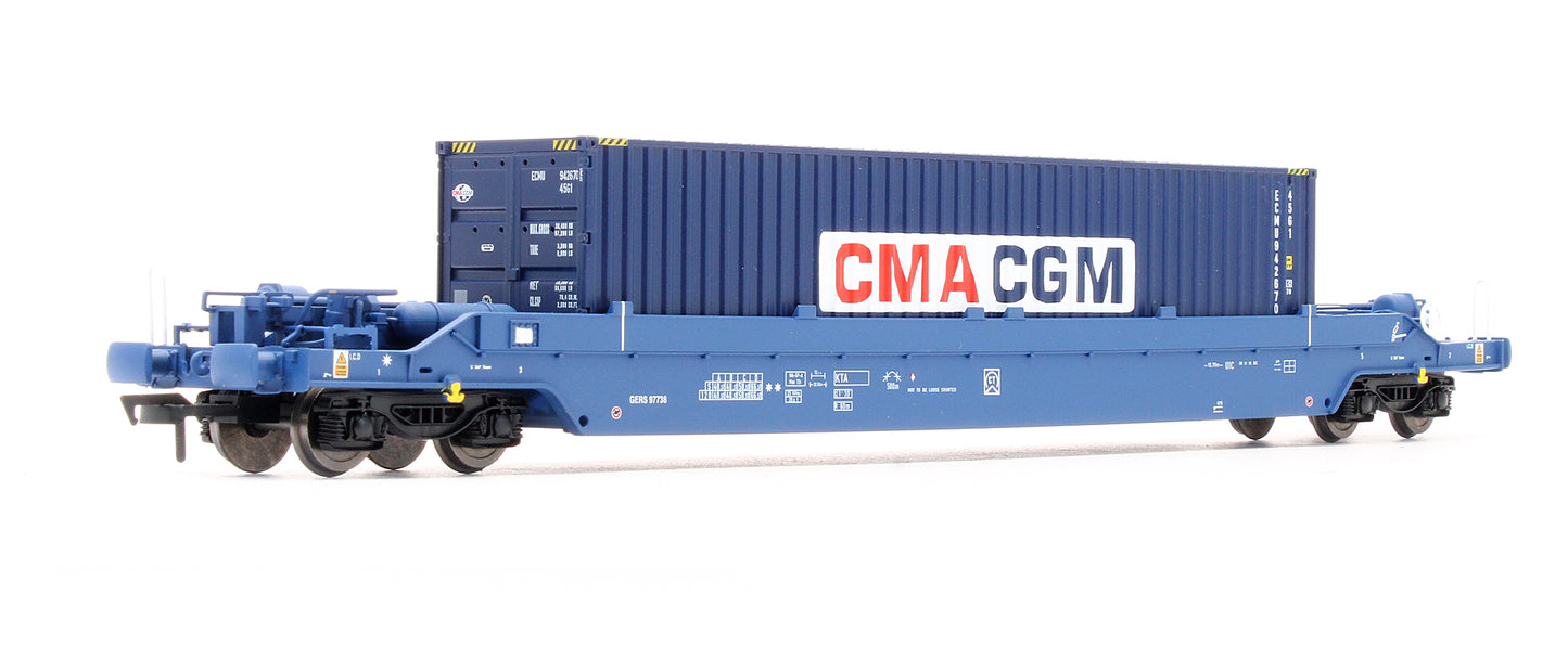 Pre-Owned B910E KQA / KTA Pocket Wagon & Container Container GERRS97738 + CMA/ CGM 40' HC
