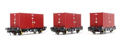Pre-Owned ACC2096 Set of 3 PFA 2 Axle Container Flat Wagons - DRS LLNW - 2031 Container Pack 4